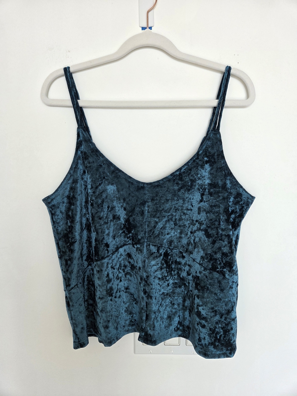Teal Velvet Cami Tank Top Blue